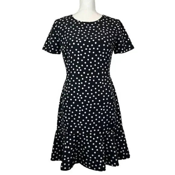 Slate & Willow Black Polka Dot Dress Poly Spandex Women's Ruffle Bottom Size 6 - Picture 2 of 11